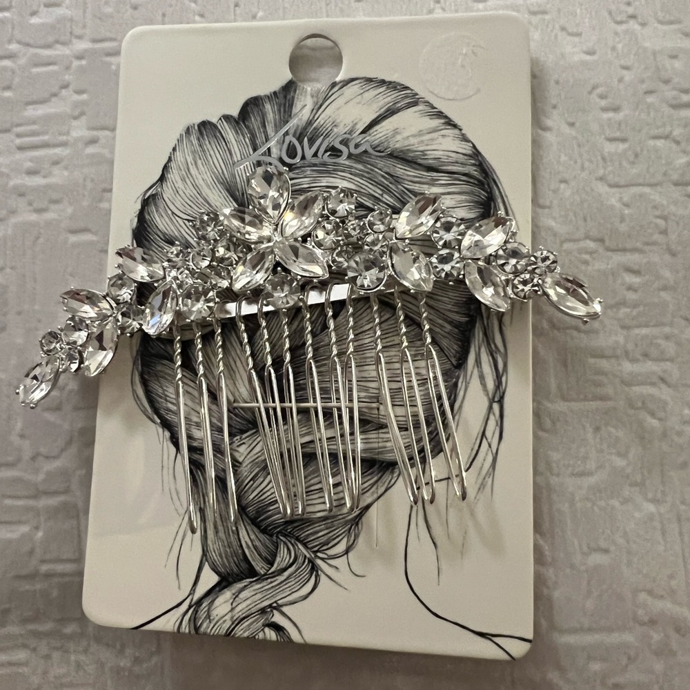 Elegant Silver Hair Comb with Crystals